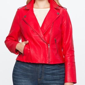 ELOQUII Red Faux Moto Jacket